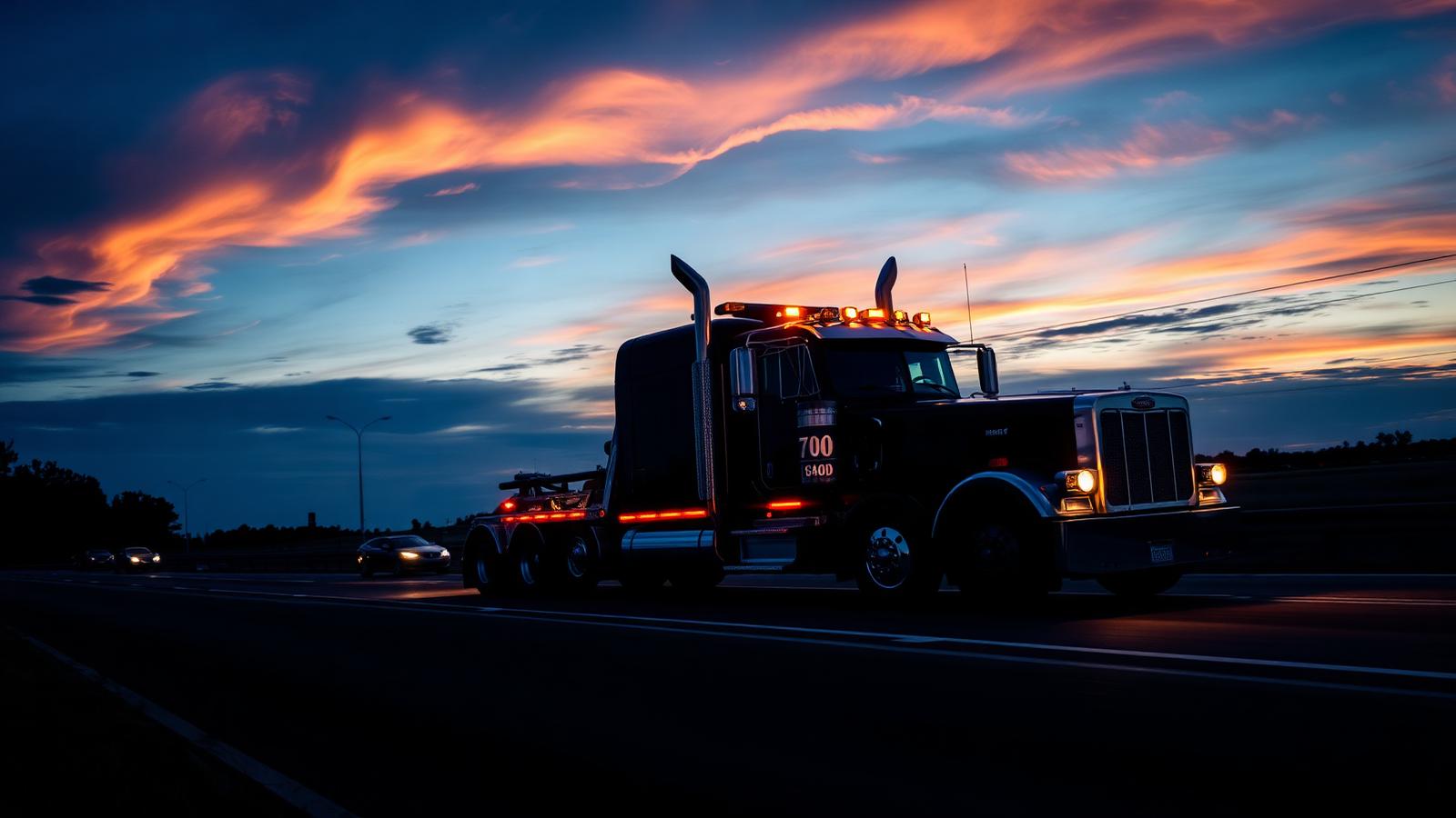 Heavy-duty tow truck on the highway