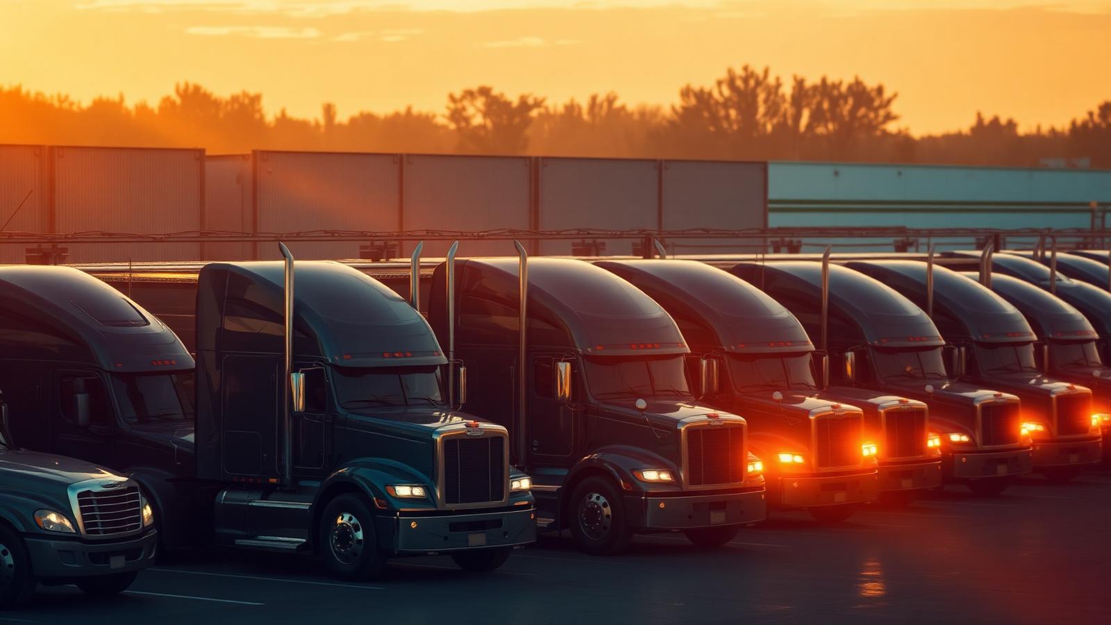 Semi-trucks at a logistics yard